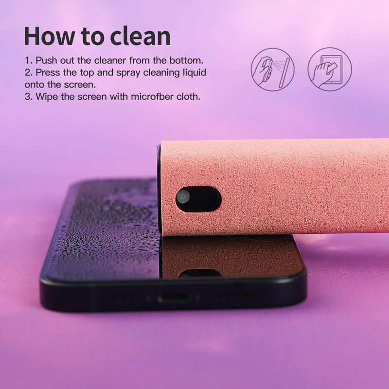 [AUSTRALIA] - Touchscreen Screen Cleaner Kit 2 Pcs, Phone, Tablet and Car Screen Cleaner, Two in One Spray and Microfiber Cloth(2 Pack Pink) 2 Pcs Pink 