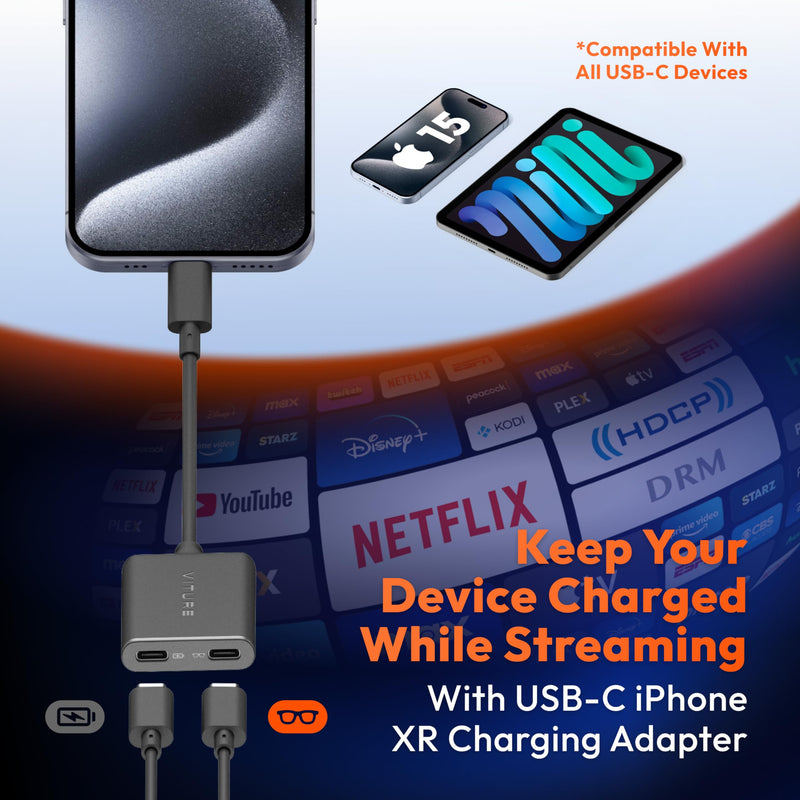 [AUSTRALIA] - USB- C XR Charging Adapter for iPhone 15/15 Pro, Enabling Multi-Screen, Enhanced 3DoF, Spatial 3D, VR Video Features on Your iPhone 15/15 Pro, Charge and Play for Other Devices 