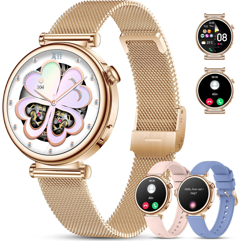 x2 Smart Watch for Women, 1.83" HD&1.27" HD with Calls and Messages/Heart Rate/Sleep/Female Cycle,Fitness Tracker Smartwatch for Android/iOS Compatible,Silver & Gold