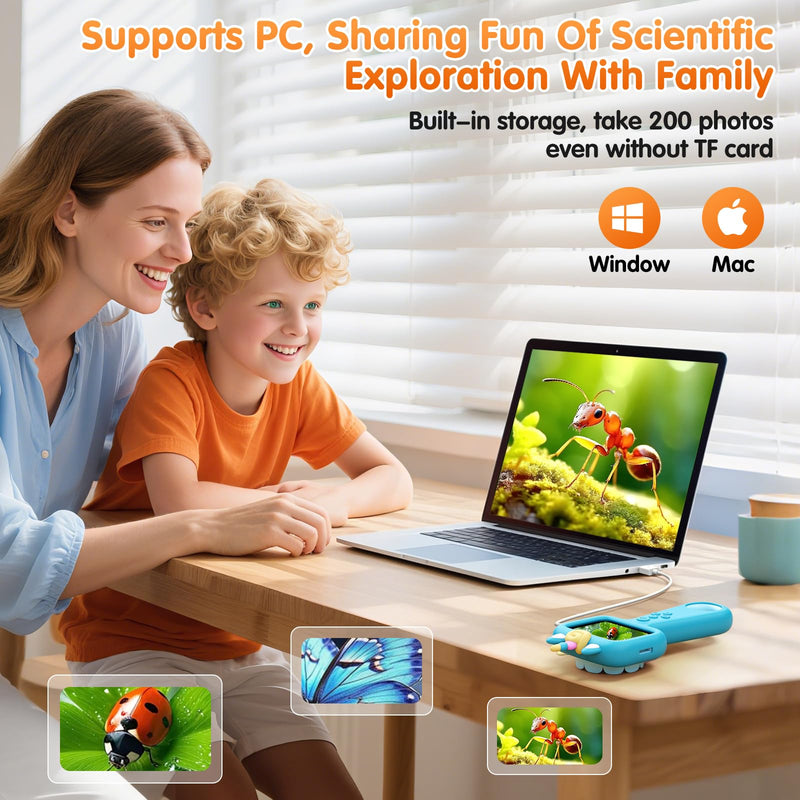 [AUSTRALIA] - Pocket Microscope for Kids, 2.4" Screen 600X Portable Digital Microscope Handheld, STEM Educational Science Kit Toys for Age 3 4 5 6 7 8 9 10 11 12 13 Years Old Kids Christmas Birthday Gifts 