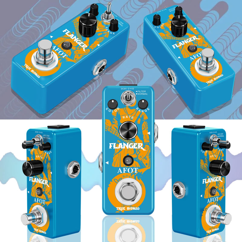 Flanger Guitar Effects Pedal,Classic Flanger Guitar Pedal, Vintage Analog Flanger Effect Pedal Classic Flanger Guitar Pedal Electric Guitar Effects Pedal True Bypass Blue Flanger