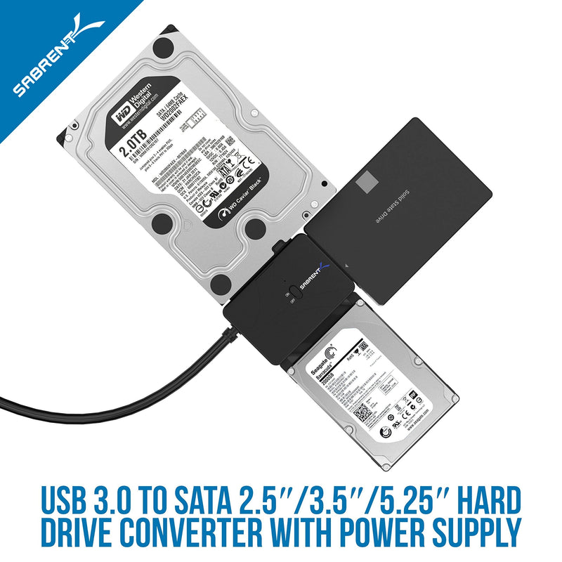 Sabrent 3.5-Inch to x2 SSD / 2.5-Inch Internal Hard Drive Mounting Kit [SATA and Power Cables Included]+ USB 3.0 to SSD/SATA/IDE 2.5/3.5/5.25-INCH Hard Drive Converter with UL Power Supply & LED Acti