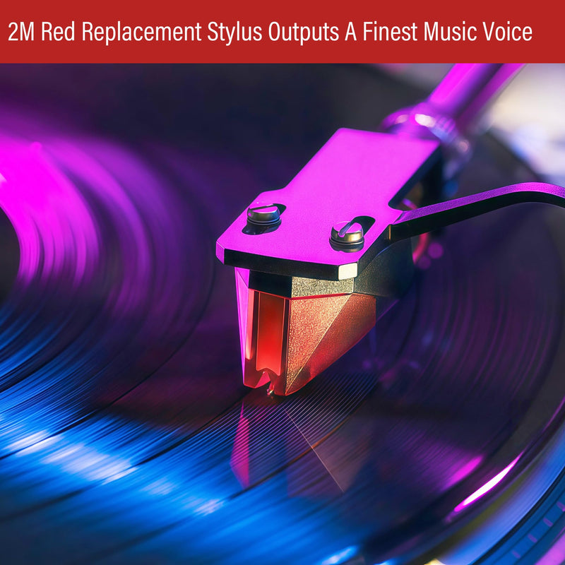 2M Red Turntables Elliptical Diamond Stylus Replacement for Ortofon 2M Series Stylus, Universally Compatible With Ortofon 2M PnP MkII Turntable Cartridge with Stylus Guard Cover