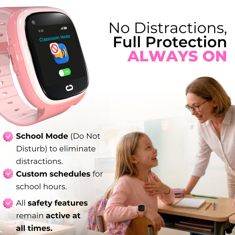 Smart Watch for Kids with GPS Tracker, Audio & Video Calling, SOS Alerts, HD Camera, Fitness Tracker, Parental Controls, Kids Smart Watch for Boys & Girls, Subscription Required (Pink) Red