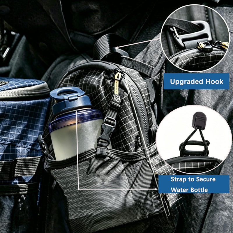 weryerker Backpack Shoulder Strap Pouch - Waterproof Strap Pack Phone Pouch, Backpack Strap Pocket Attachment Bag for Hiking, Travel, Cycling (Black) Black