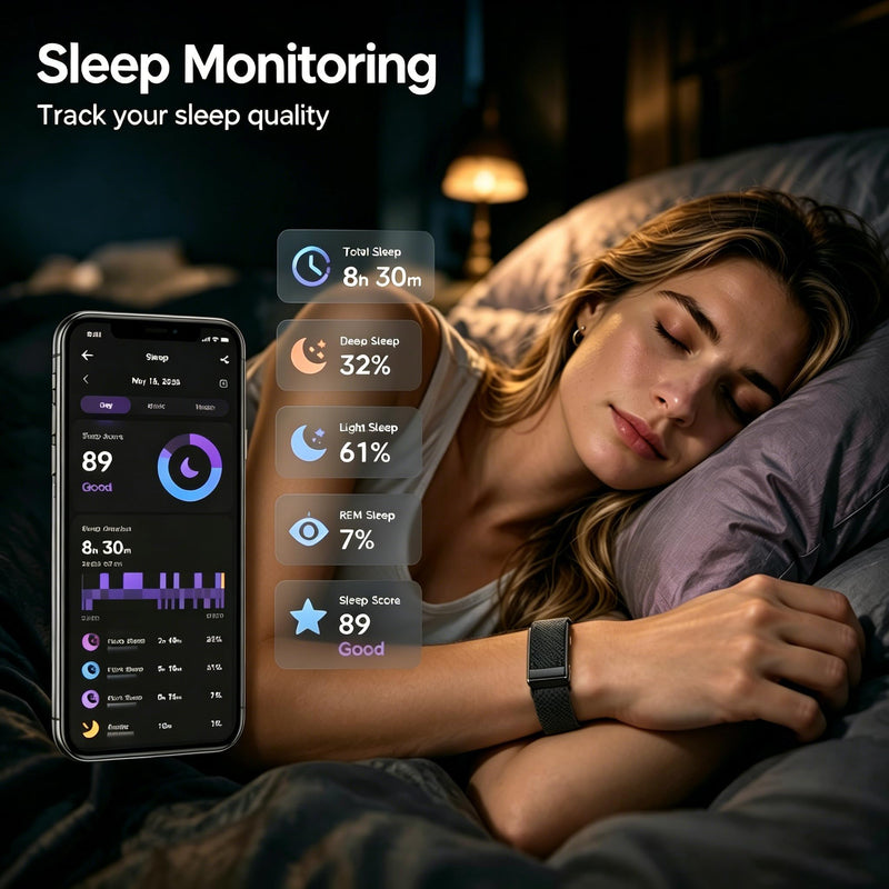 Screenless Smart Fitness Tracker 2 PCS Band Sports Heart Rate Sleep Monitor | Calorie Counter Pedometer Sport Modes Vibration Alarms Call Notification Reminder Remote Camera Activity Tracker gold