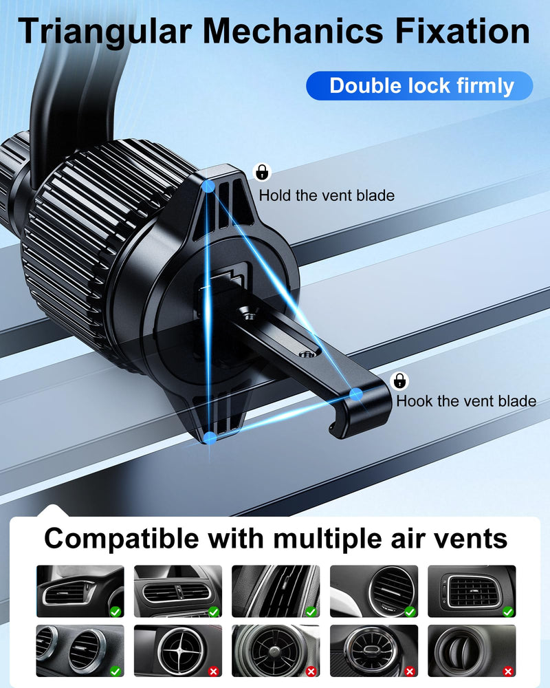 360 Rotatable Car Vent Phone Mount [No Blocking Air Vent] Universal Clip Vehicle Cell Phone Holder Stand Hands Free, Fit for iPhone 17 Pro Max 16 Plus 15 14 13 12 Samsung Google All Phones