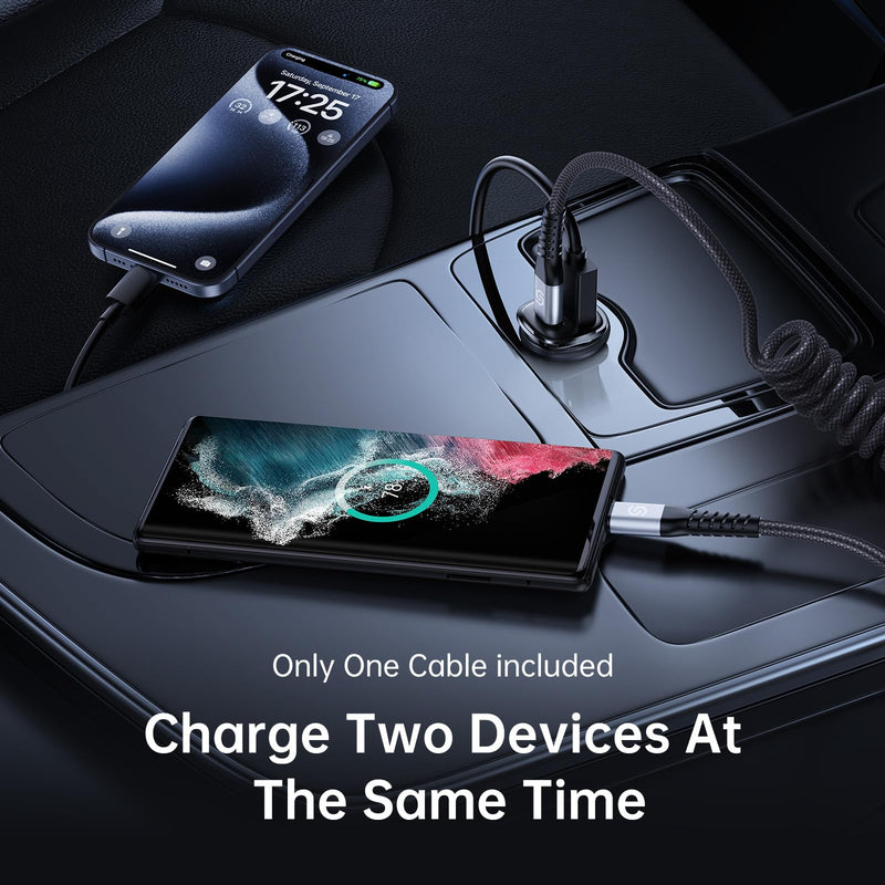 Syncwire USB C Car Charger 60W [PD 30W & QC 30W] Fast Charging USB Adapter with 5FT Type C Cable Compatible with Samsung S23/S22 Google Pixel 7/7Pro iPhone 14 Pro Max and More Black