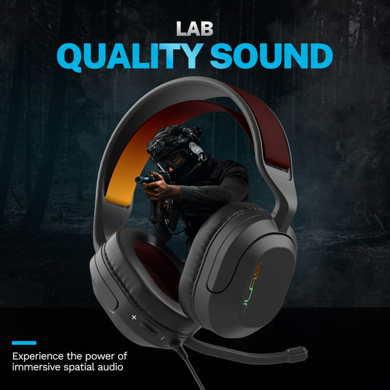 [AUSTRALIA] - JLab Nightfall Gaming Headset with Near-Field Directional Flip-to-Mute Rotating Boom Mic, 50mm Drivers and Sound Isolating Inner Shelf, Wired 3.5mm for PC, PS5, PS4, Xbox Series X/S, Xbox one, Switch 