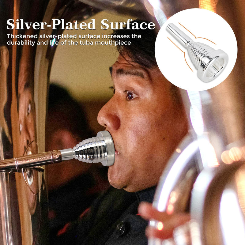 ROWELL Tuba Mouthpiece 67C4 Tuba Mouthpieces Brass Tuba Mouthpiece Sliver Plated Tuba Mouthpiece Compatible with Beginners and Professionals Tuba Accessories
