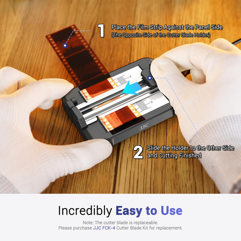 JJC Negative Slide Film Cutter with 25 Pieces Slide Mount Holder for 35mm Slide, Compatible with Scanner Projector Viewing
