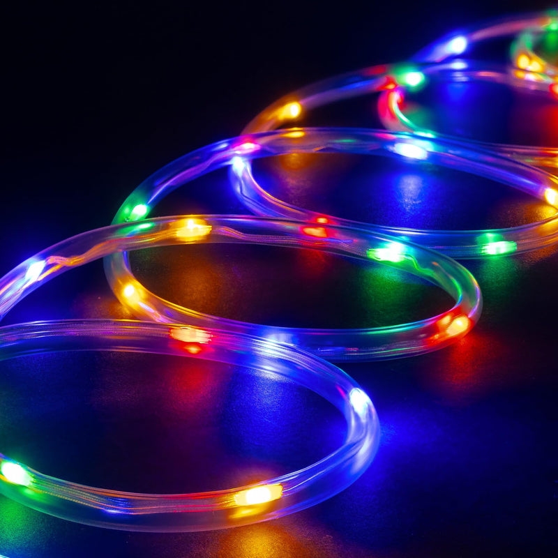WYZworks 20ft Colorful LED Outside Rope Light - 8 Modes, Waterproof Permanent Outdoor Accent Lighting w/Remote, Flexible Clear Tube, ETL Certified, Exterior Christmas Patio Palm Tree Yard Ambient