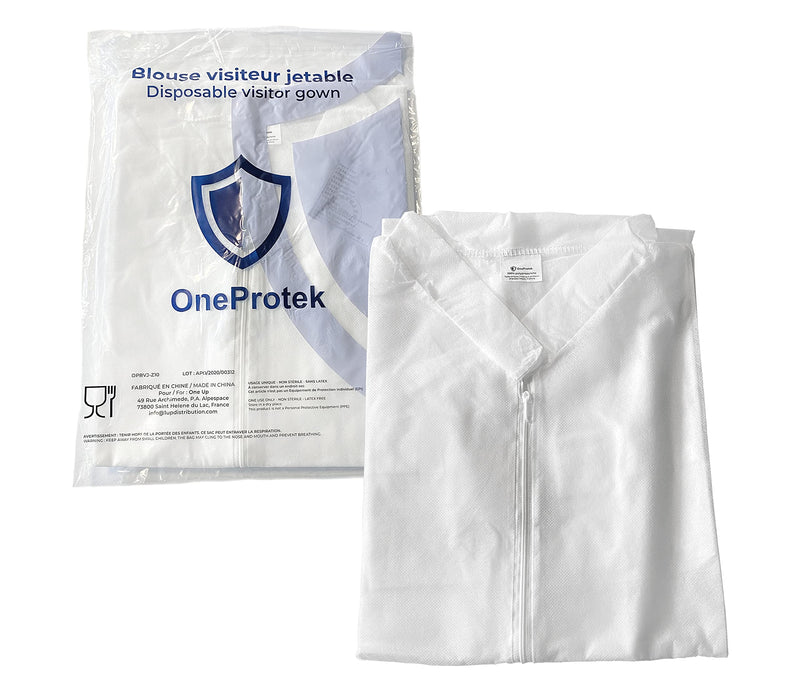 25g Disposable Book Coat with Zip White XL (XXL, 1 Piece) XXL