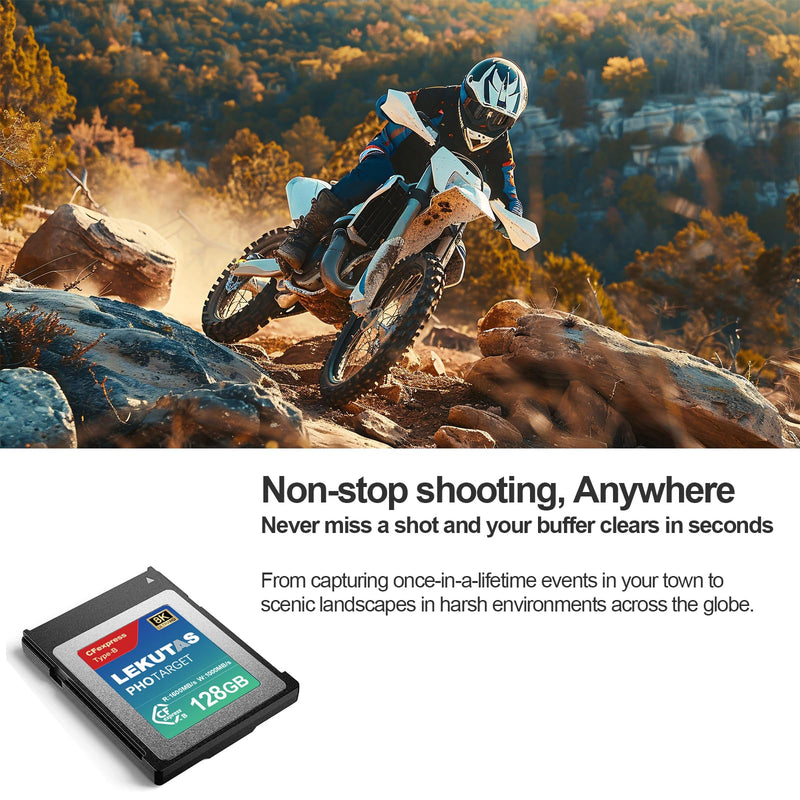 128GB CFexpress Type B Memory Card, R1600MB/s W1000MB/s CFX xqd Cards Type B for Cameras 8K RAW, Compatible with Nikon Z6/Z7/Z9/D6/D850, Canon EOS-1DXMark III/EOS-R5, S1/S1R, DJI Ronin 4D 128GB