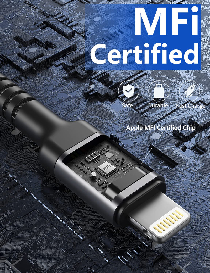 [AUSTRALIA] - iPhone Charger Cable 2Pack 6FT, Nylon Braided Lightning Cable, [Apple MFi Certified] Fast Charging iPhone Charger Cord Compatible with iPhone 14 13 12 11 Pro Max XR XS X 8 7 6 Plus iPad and More Grey 