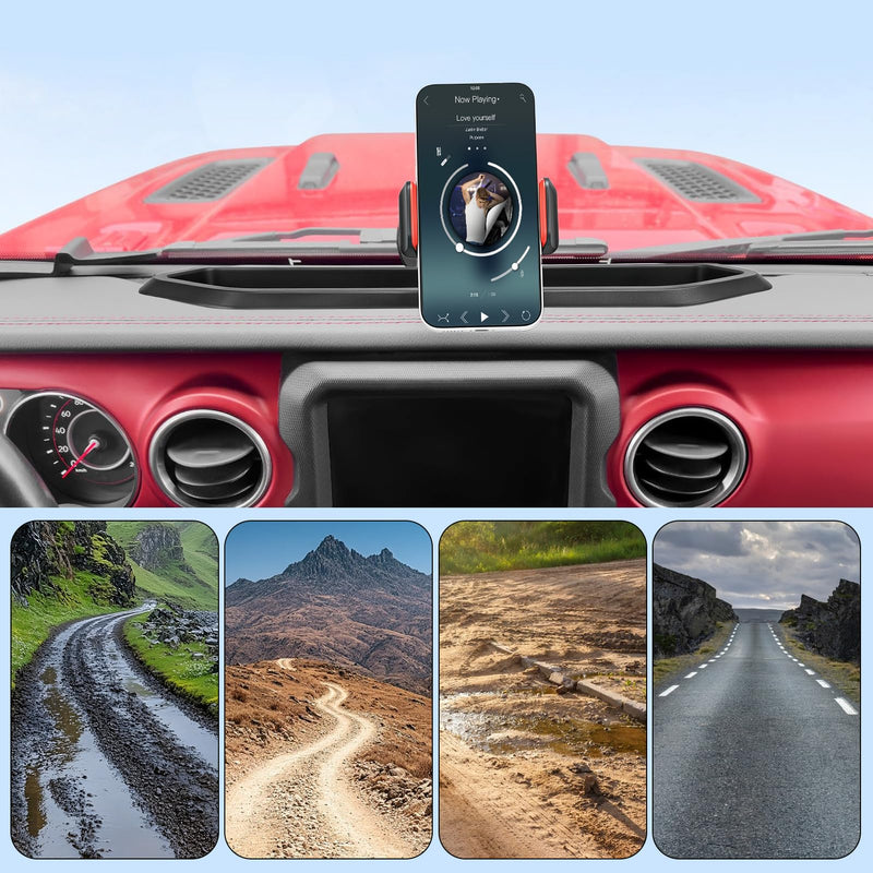 Magnetic Phone Holder Replacement for Wrangler 360 Rotation Dash Mount Phone Holder with Strong Magnet Easy Installation Off Road Driving Navigation Drivers Enthusiasts