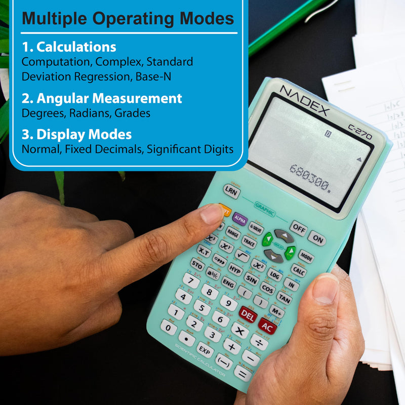 Scientific Calculator with Graph Functions for College and High School Students, Engineering, Advanced Mathematics, Calculus, Algebra, Geometery, Trigonometry, Statistics, Physics, Chemistry - Green Mint