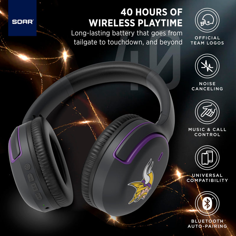 SOAR NFL Active Noise Cancelling Over The Ear Headphones New York Giants