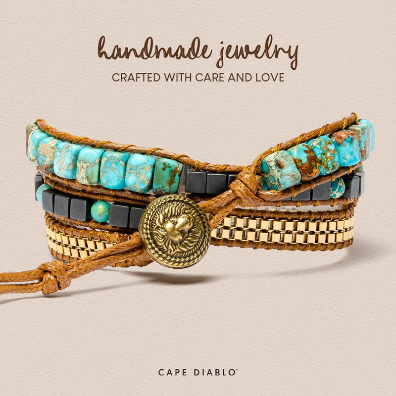 Cape Diablo Smart Watch Band for Women - Handmade Gemstone Strap - Compatible with 38mm-45mm Apple Faces Turquoise Calming Energy
