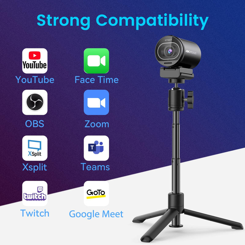 EMEET S600 4K Webcam for Streaming, Sony 1/2.55'' Sensor, PDAF Autofocus | 1080P@60FPS, 2 Noise Reduction Mics, Built-in Privacy Cover, 73° FOV, Streaming Camera for Live Commerce/Gaming/Beauty S600 Sony Sensor PDAF 60FPS