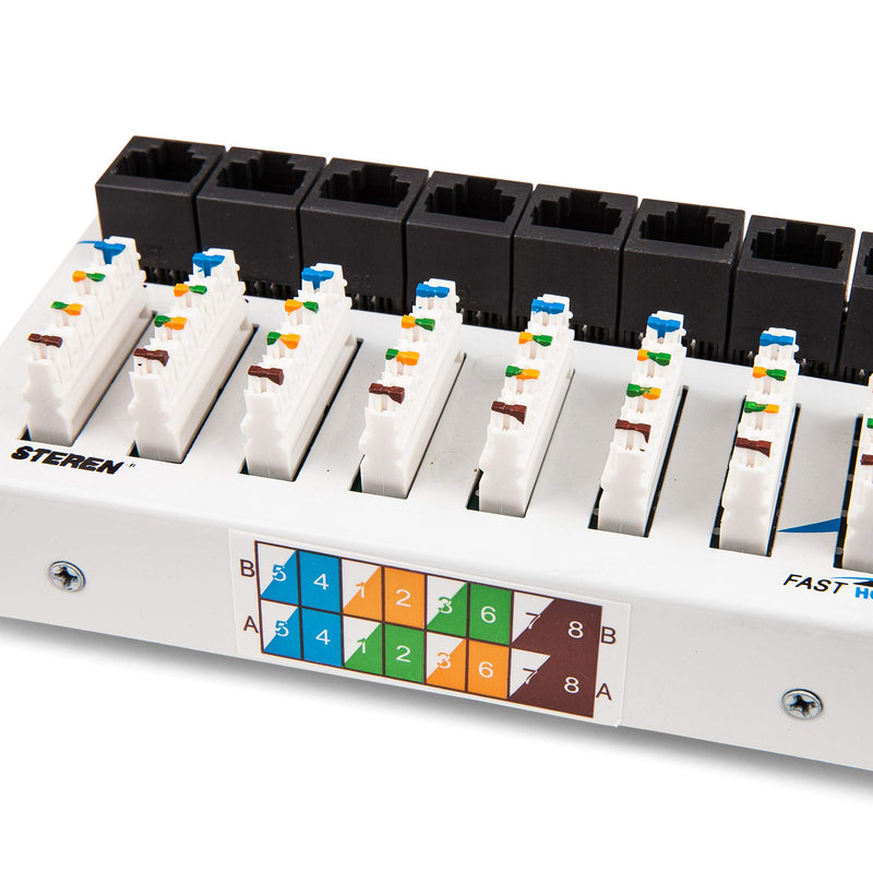 Steren 8 Port Network Hub - FastHome Cat 5E Termination Data Hub Module - High-Speed Network Connector for Home & Office