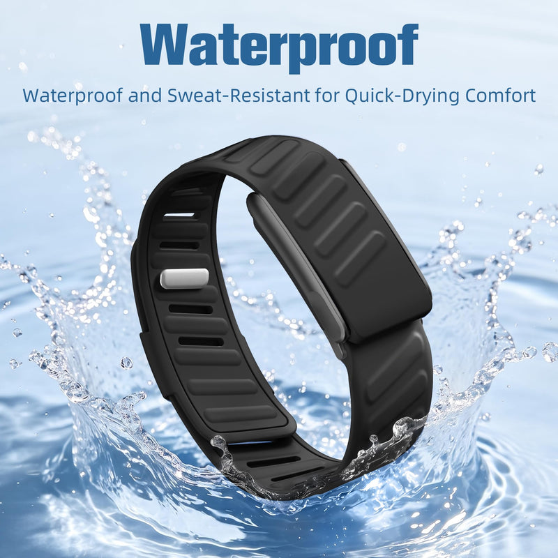 Getino 2 Pack Bands Compatible with Whoop 5.0 Bands One, Peak and MG/Life, Soft Silicone Breathable Waterproof Sport Adjustable Replacement Strap for Whoop Band 5.0 Women Men, Black/Blackgray