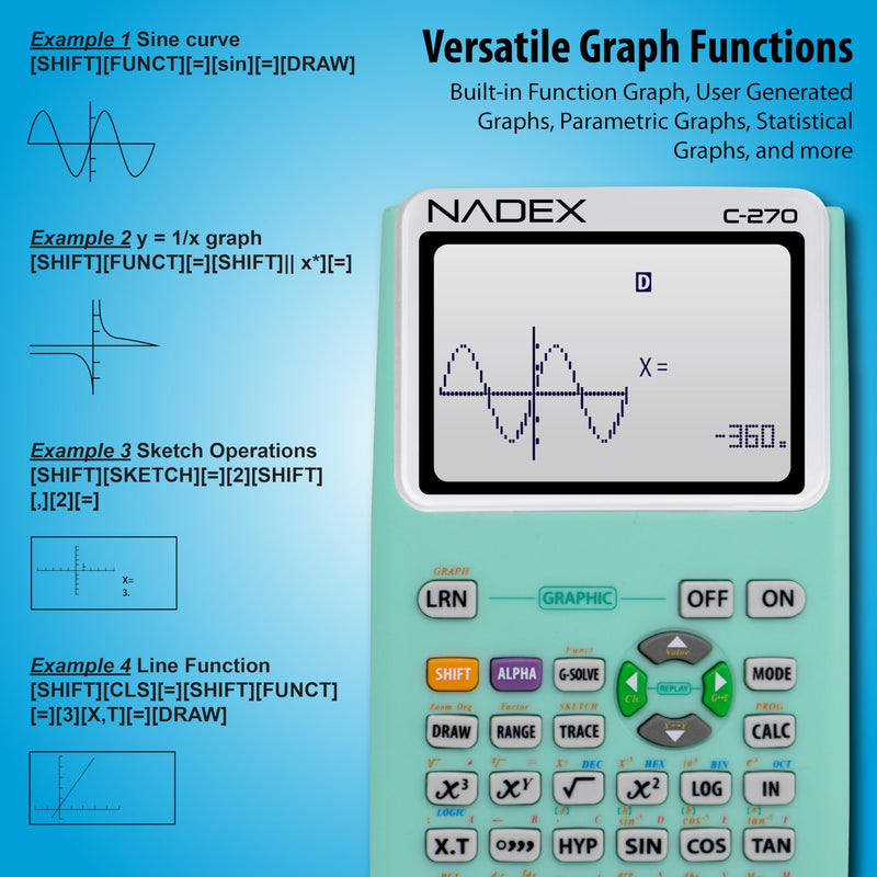Scientific Calculator with Graph Functions for College and High School Students, Engineering, Advanced Mathematics, Calculus, Algebra, Geometery, Trigonometry, Statistics, Physics, Chemistry - Green Mint