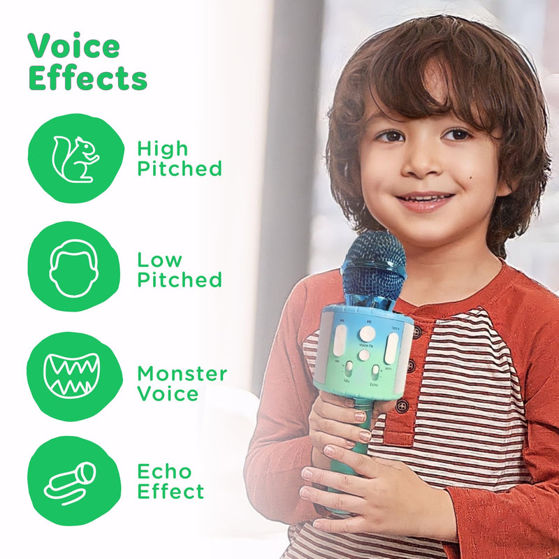 Move2Play, Kids Karaoke Microphone | Includes Pre-Loaded Songs & Bluetooth | Kids Birthday Party Gift | Toy for All Ages 2, 3, 4, 5, 6+ Year Old Girls, Boys & Toddlers Blue/Green