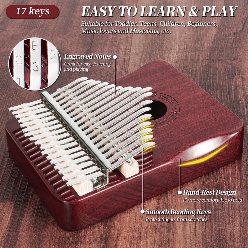 [AUSTRALIA] - Kalimba Thumb Piano 17 Keys Finger piano (Wine red) Wine red 