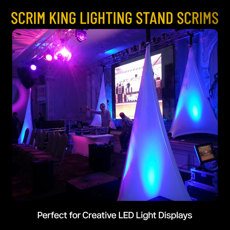 Tripod Lighting Stand Scrim with Open Back & Free Carry Bag for Event Lighting Outdoor, Concerts & Indoor Party Lights - Two-Sided, Heavy Duty, Flame Retardant & Wrinkle Free - White