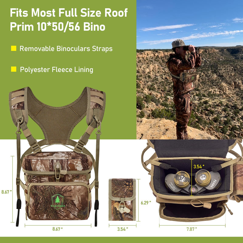 [AUSTRALIA] - Binocular Harness Chest Pack with Rangefinder Pouch, Bino Harness with Rain Cover for Hunting Large 