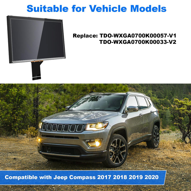 Premium Fit for Jeep 7" Uconnect LCD Display with Touch Screen, LCD Monitor Digitizer Radio Navigation Fit for Jeep Compass 2017-2020, Replace TDO-WXGA0700K00033-V2 / TDO-WXGA0700K00057-V1 7 inch