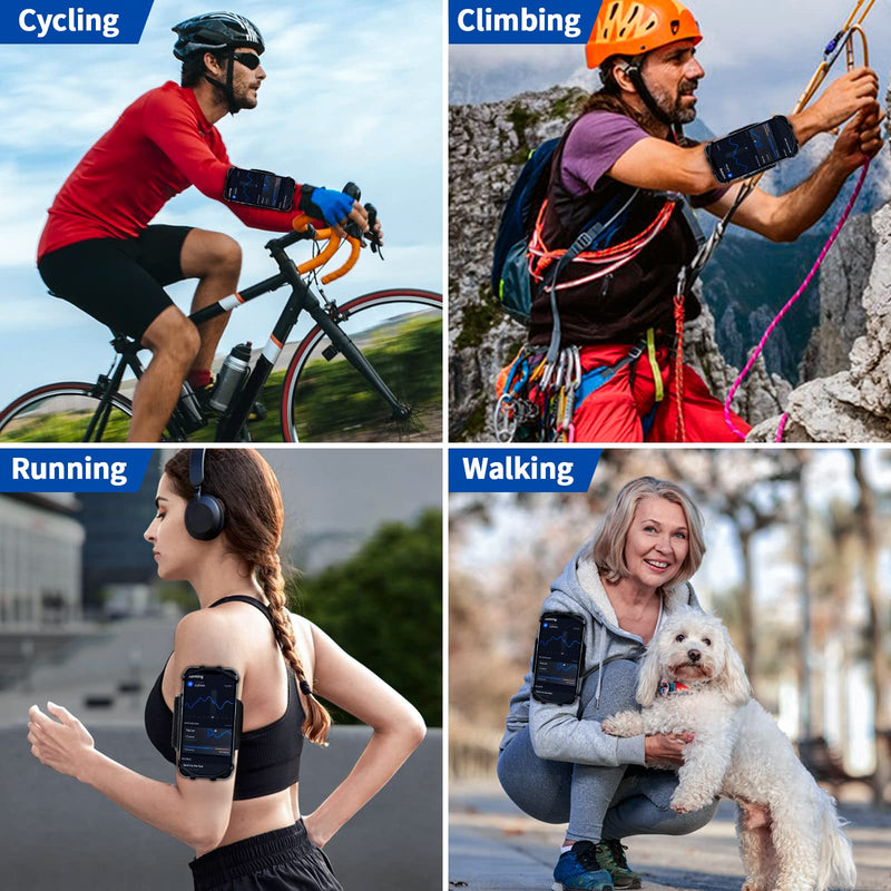 Wristband Running Phone Holder for iPhone 15/14/13/12 Pro Max/11/X/8 Plus/8/7, 360°Rotatable with Key Holder, Sports Wristband for Samsung Galaxy and All 4''-6.5''Phones (Non-Removable-S) Non-removable-S