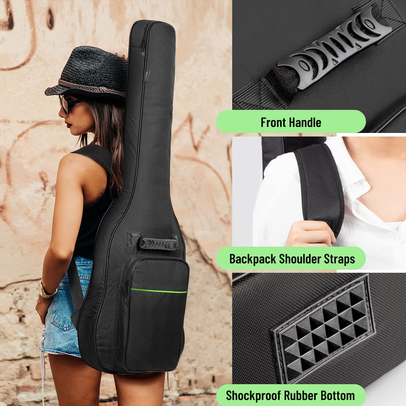 CAHAYA Electric Guitar Bag Gig Bag 0.3in Thick Padding Backpack Soft Electric Guitar Case Green CY0293