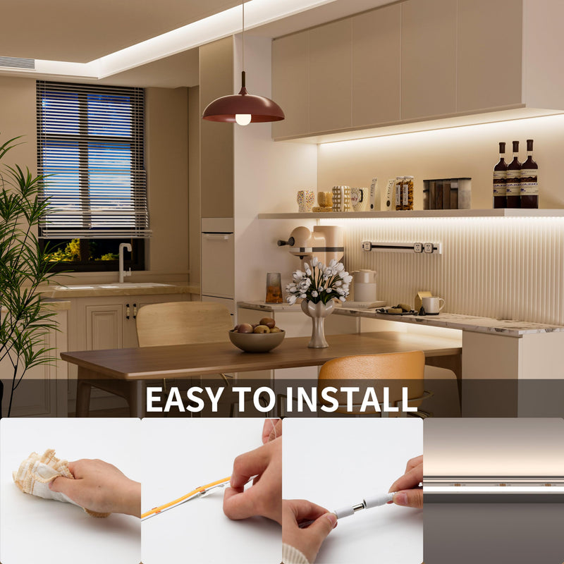 PAUTIX 24V LED Strip Light Cool White 5000K,20ft/6.1m COB LED Strip Light,Super Bright Flexible LED Tape Light for Kitchen,Stairs,Display Cabinet,Bedroom(Power Supply&Controller Not Included) 5000K-20ft/6.1m
