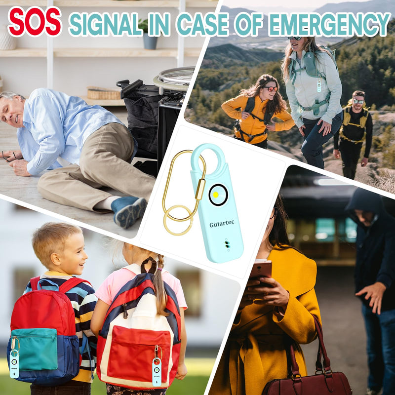 Rechargeable Personal Safety Alarm for Women, 135 dB Loud Self Defense Keychain Siren with LED Strobe Light, Personal Emergency Security Safe Devices Key Chain Alarms for Women Kids Elderly (Aqua) Aqua