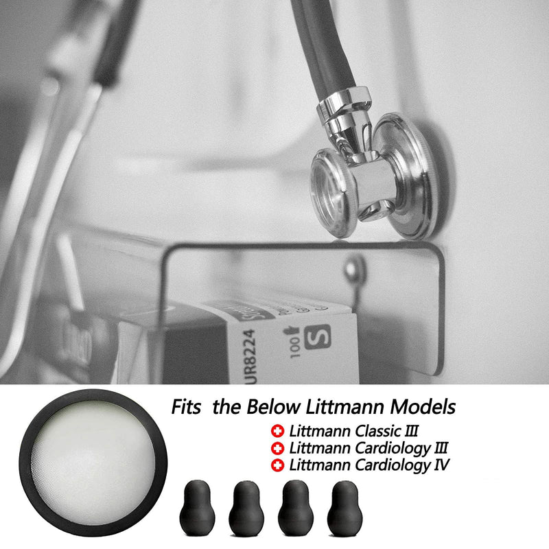 [AUSTRALIA] - Replacement Accessories Kit Fits Classic 3, Cardiology 3 & Cardiology 4 Stethoscope for Littmann Stethoscope Replacement Parts & Stethoscope Bell Diaphragm Cover and Eartips Replacement Parts (Black) 