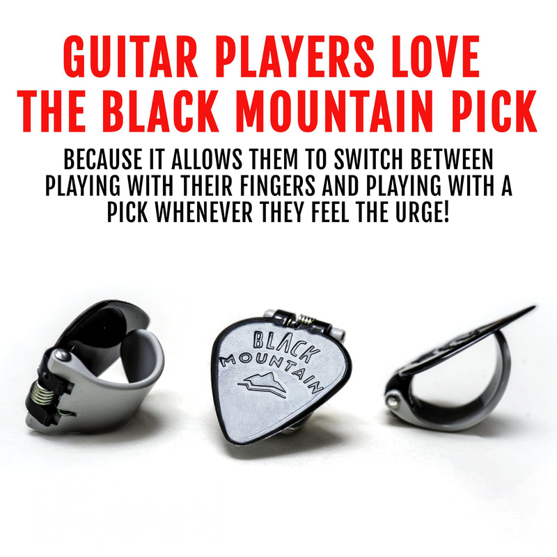 Black Mountain Heavy Gauge Thumb Picks for Acoustic Guitar, Electric Guitar, Ukulele, Banjo, and More - Spring Loaded Universal Fit for Medium to XL Thumbs - Premium Finger Picks 3 Pack Right Handed