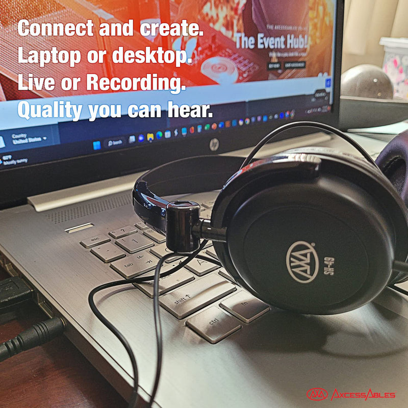 AxcessAbles On-Ear Closed-Back Studio Headphones | DJ Headphones with 6ft Cable and 1/4-inch Jack Adapter | 38mm Neodymium Driver Swiveling Cups| Guitar Practice Headphones | Recording Headphones 1 Recording Headphones
