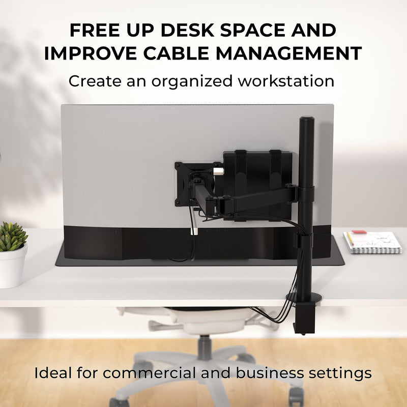 HumanCentric Universal Small Device Mount for VESA Arms, Adjustable Strap | for Small Computers & Electronics, Mounts on Back of Computer Monitor Using VESA Arm