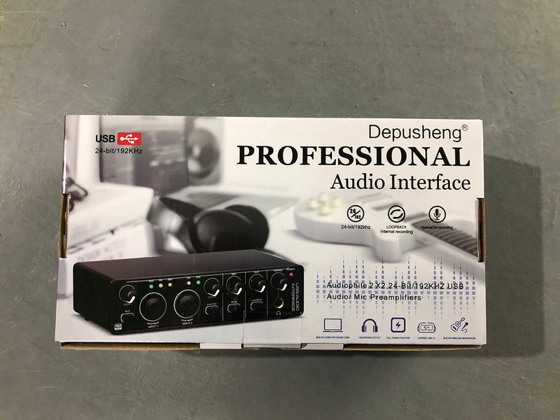 Depusheng RX2 usb audio interface computer recording sound card, home studio audio interface, can connect 48V condenser microphone, guitar recording