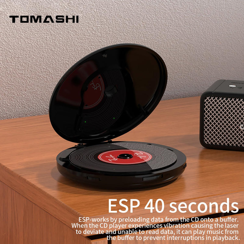 [AUSTRALIA] - Portable CD Player with Bluetooth, CD Player with Headphones, ESP 40 Seconds for Home Travel, Stereo CD Walkman with LCD Display for Adults Students Kids 