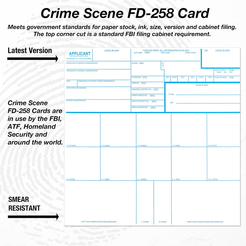 Crime Scene FD-258 Fingerprint Kit: Five Cards, Ink and Directions for use (Full) Full