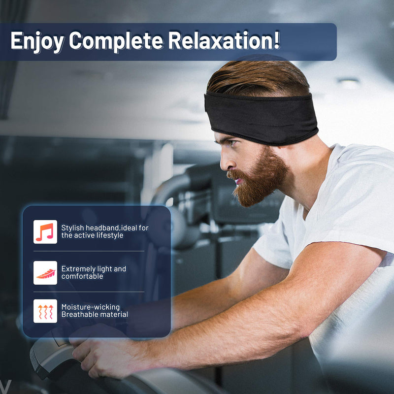 [AUSTRALIA] - Sleep Headphones Wireless, Perytong Bluetooth Sports Headband Headphones with Ultra-Thin HD Stereo Speakers Perfect for Sleeping,Workout,Jogging,Yoga,Insomnia, Air Travel, Meditation Black 