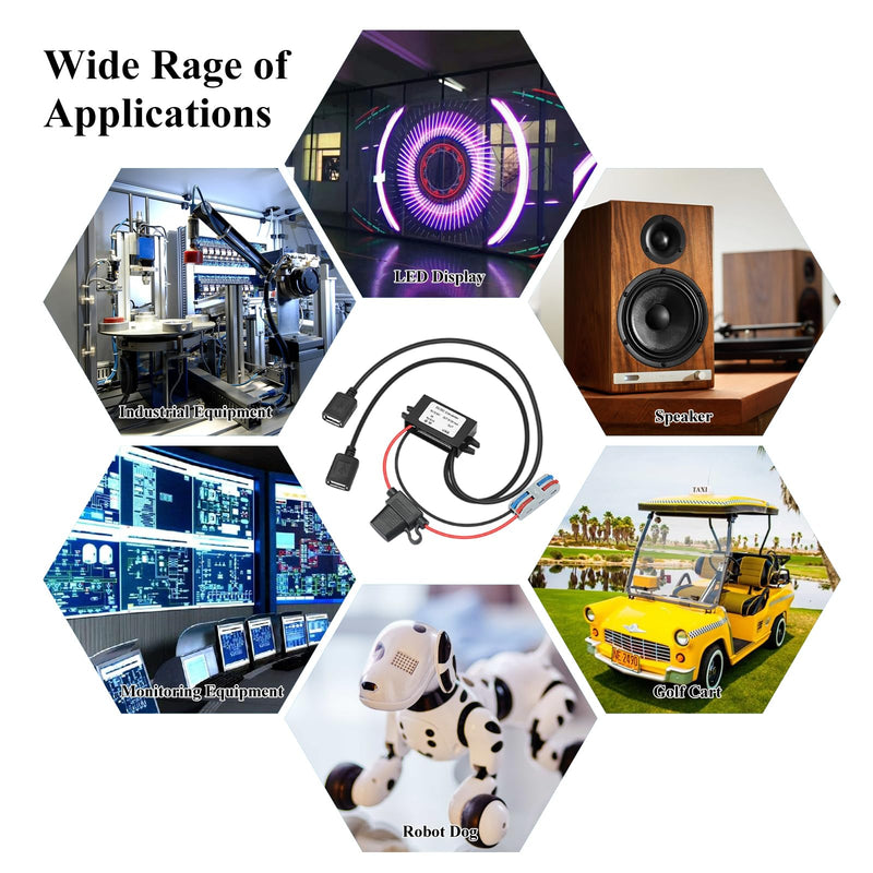 15W Dual USB Car Charger 8-32V to 5V 3A DC-DC Converter, Waterproof Voltage Regulator for Truck/RV/Boat/Heavy Equipment(CE Certified) Black 8-32V to 5V3A Dual USB