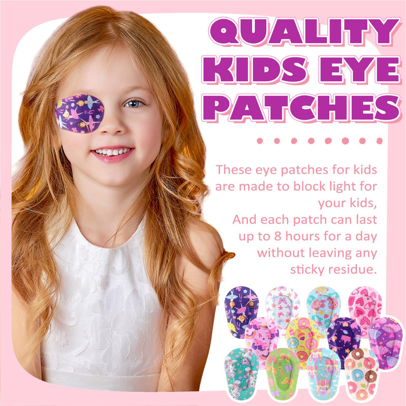 [AUSTRALIA] - Panelee Adhesive Eye Patches for Kids Girls Toddler Eye Patches Bulk Breathable Material, Light Blocking Cotton Colorful and Fun Designs Adhesive Bandages for Girls, 12 Styles (60 Pcs) 60 