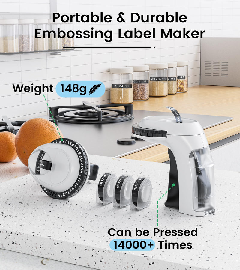 [AUSTRALIA] - Embossing Label Maker Machine with Tapes, Vintage Embossed Label Maker, Retro Embossing Machine with 3 Rolls 3D Embossing Label Tapes Waterproof for Home Office Kids DIY Crafting, Black 