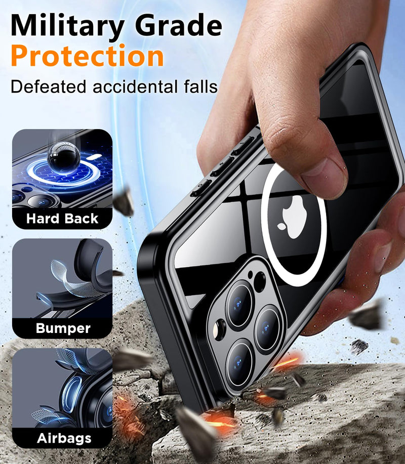 Magnetic for iPhone 16 Pro Max Case Waterproof,Built-in Screen Protector[IP68 Underwater][Upgrade Military Dropproof][Compatible with MagSafe] Full Body Shockproof Case-Purple