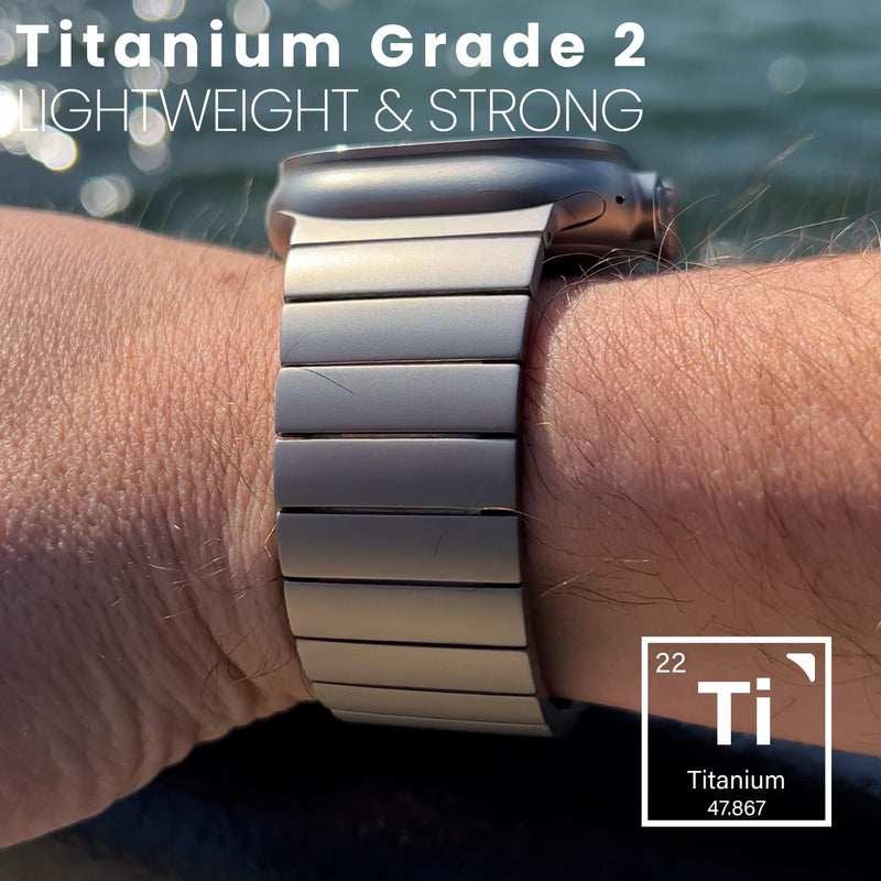 Titanium Bracelet for Apple Watch Ultra 3/2/1 (49mm), DLC Coating | Scratch Resistant Diamond-Like-Carbon Coating, Titanium Bracelet with Folding Clasp, Color Matching Titanium Natural Titanium