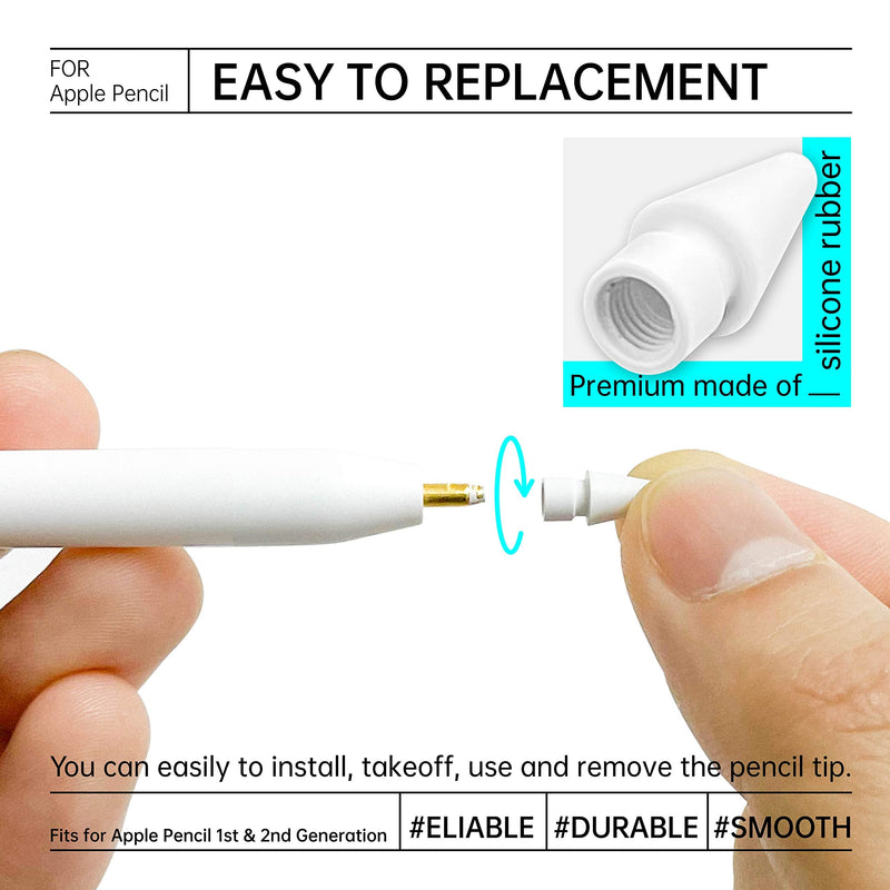 Pencil Tips Replacement for Apple Pencil 1st Gen & 2nd Generation (6 Pack) , Pen Nibs Compatible with iPad Pencil.